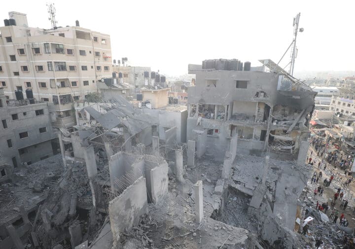 Förstörda byggnader i Gaza.